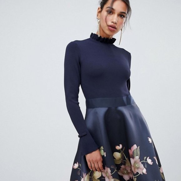 Ted Baker Dresses & Skirts - Ted Baker Seema Arboretum Knitted Bodice Dress